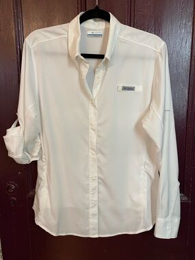 Columbia PFG Women’s White Long-Sleeve Casual Button-Down Sun Protection